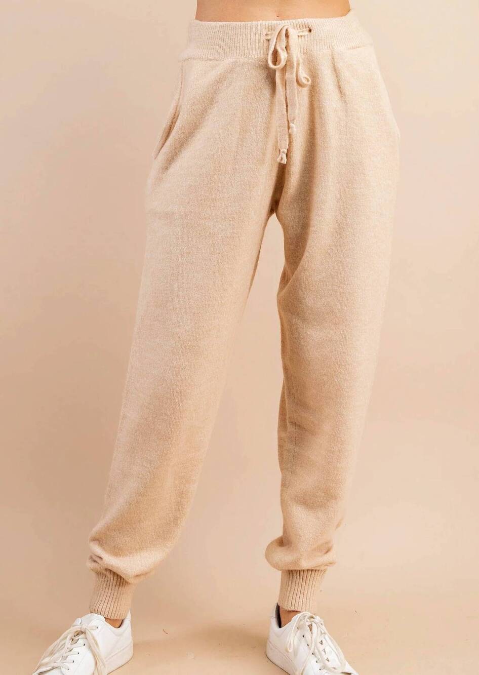 NEW KORI cozy knit joggers in oatmeal